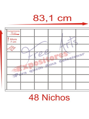 Expositor 48 nichos escala 1/32 com portas de acrilico