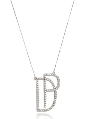 Colar monograma com duas iniciais em zirconia modelo 187