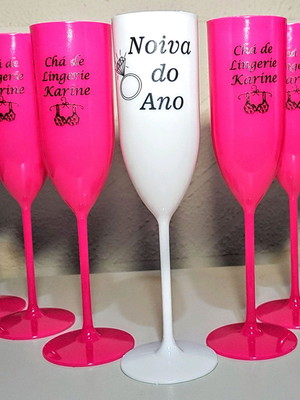 Taça champagne 160 ml personalizada colorida chá de lingerie