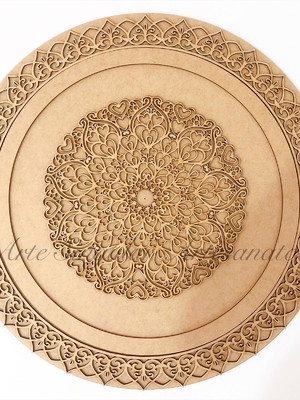 Disco, aro trabalhado, aro liso e mandala mdf cru 55x55