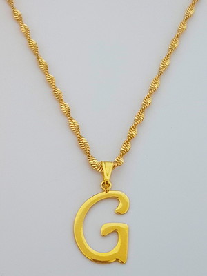 Colar cordão 60 cm pingente letra g folheado ouro 18k. c55g1