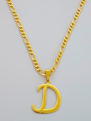 Colar cordão 60 cm pingente letra d folheado ouro 18k. c19d1