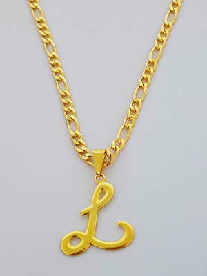 Colar cordão 60 cm pingente letra l folheado ouro 18k. c19l1