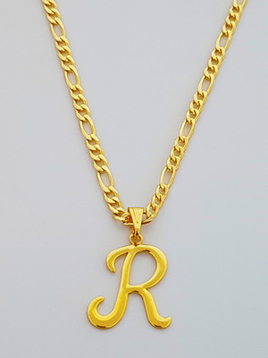 Colar cordão 60 cm pingente letra r folheado ouro 18k. c19r1