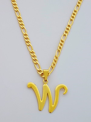 Colar cordão 60 cm pingente letra w folheado ouro 18k. c19w1