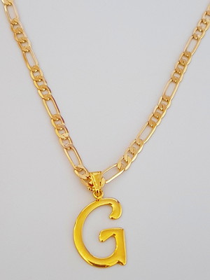 Colar cordão pingente letra g 60 cm folheado ouro. c60g1