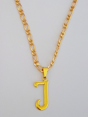 Colar cordão pingente letra j 60 cm folheado ouro 18k. c56j1