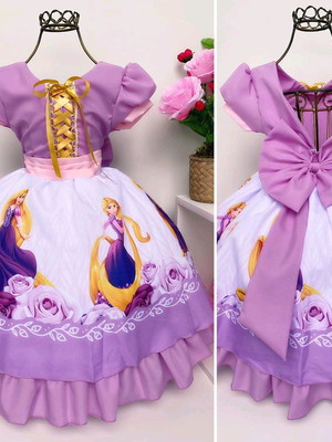 Vestido de festa infantil temático rapunzel