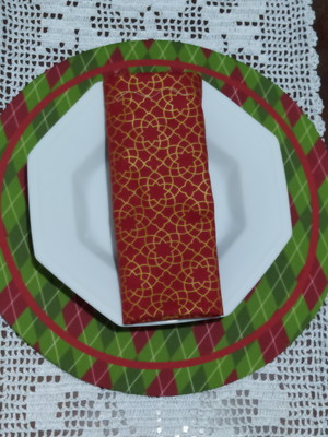 Guardanapo de natal vermelho e dourado