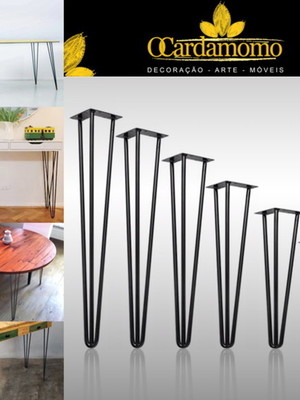 Hairpin leg triplo 10cm preto (cada)