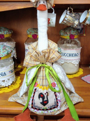 Porta-pão de tecido xadrez - gansa filipa