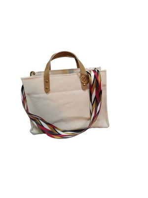 Bolsa de lona mini cru com alça vinho/cru