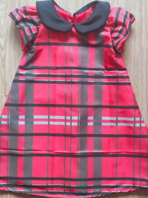 Vestido infantil de festa xadrez trapezio