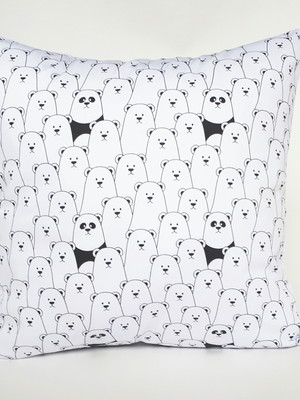 Capa de almofada urso branco e panda