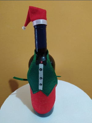 Avental para garrafinha de vinho com gorro