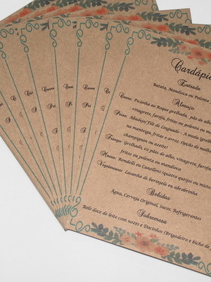 Cardápio / menu rustico personalizado para festas