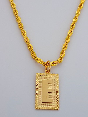 Cordão baiano 60 cm pingente letra e folheado ouro 18k c7e22