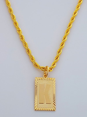 Cordão baiano 60 cm pingente letra k folheado ouro 18k c7k22
