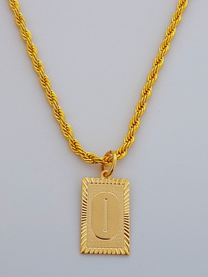Cordão baiano 60 cm pingente letra o folheado ouro 18k c7o22
