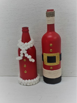 Garrafas natalina mamãe e papai noel 370