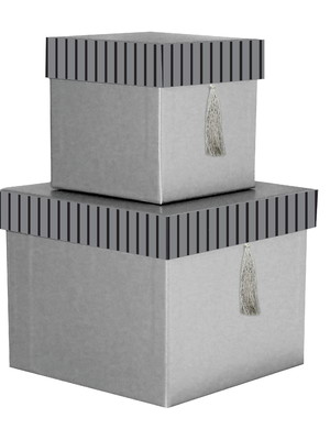 Kit de caixas org. quadradas cinza c/ pingente - cód 5436