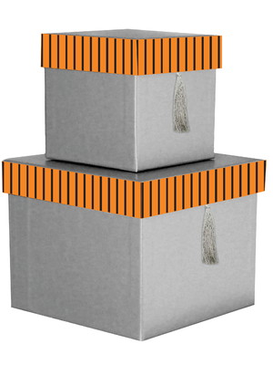 Kit de caixas org. quadradas cinza c/ pingente - cód 5437