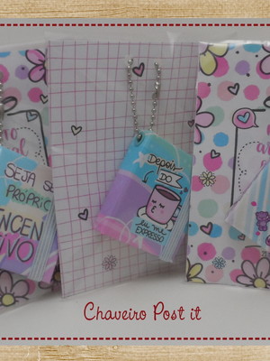 Bloco chaveiro post it adesivo com 100 folhas