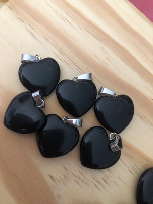 Pingente coração obsidiana negra 34mm