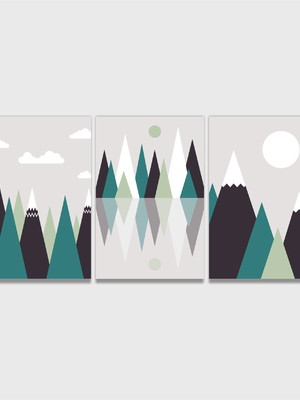 Quadro geométrico abstrato da paisagem montanhosa 02