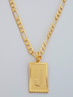 Cordão 60 cm pingente letra j folheado ouro 18k. c60j22