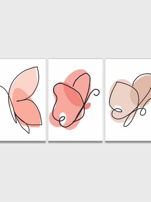 Quadros borboletas de arte em linha 01