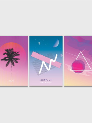 Quadros vaporwave, seapunk, estilo synthpop, estética neon 1