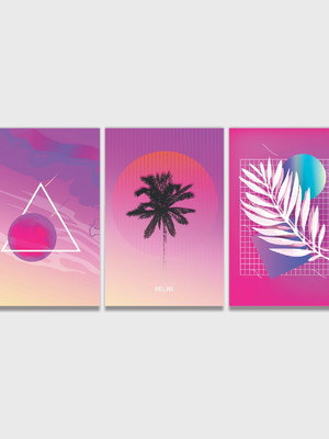Quadros vaporwave, seapunk, estilo synthpop, estética neon 2