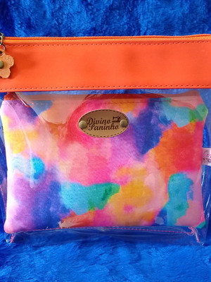 Kit de necessáire cristal - tie dye e laranja