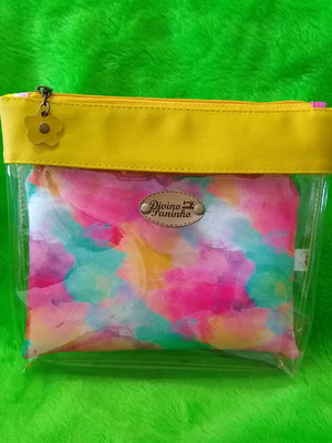 Kit de necessáire cristal - tie dye e amarelo