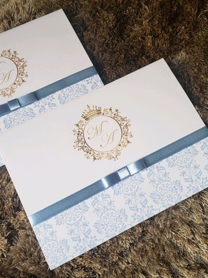 Convite para casamento - clássico azul serenity/azul bebê
