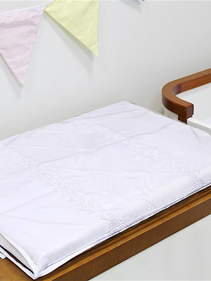 Trocador de espuma 4cm branco com renda