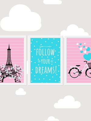 Kit 3 quadros para casa - paris