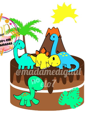 Kit com 5 arquivos de corte: 02-dinossauro topo (camadas)