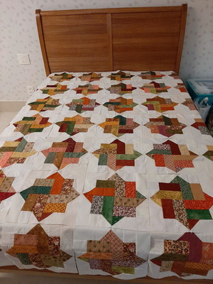 Colcha patchwork estrela de outono