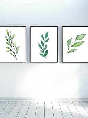 Arte digital quadro folhas verdes
