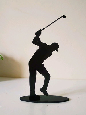 Plaquinha silhueta jogador golf em mdf preto