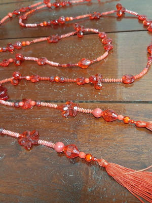 Pingentes cortina cristais acrílicos franja tassel vermelho