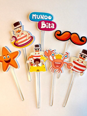 Kit 20 toppers para docinhos mundo bita praia!