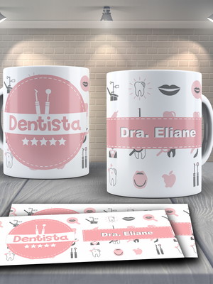 Caneca personalizada dentista com nome - odontologia
