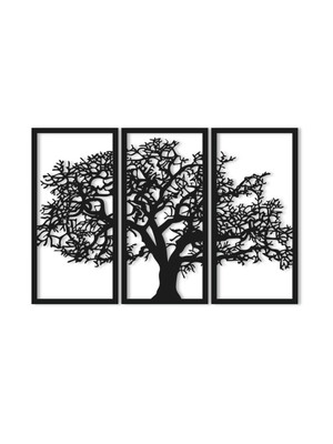 Quadro árvore da vida 3 partes 92cm x 60 cm mdf preto