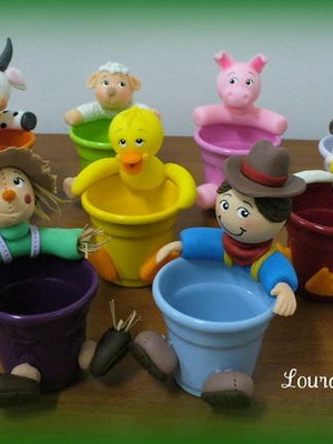Mini cachepots - fazendinha