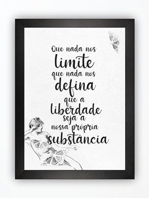 Quadro decorativo frase feminista feminismo com moldura sala
