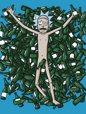 Quadro decorativo mfd rick and morty bebado