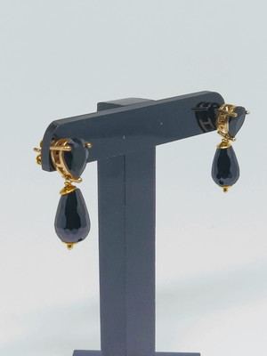 Brinco base cristal com gota de pedra